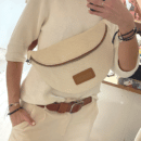 sac banane fait main velours creme